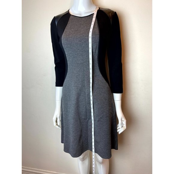 Kenneth Cole Womens Sheath Dress Color Block Round Neck Back Zip Gray Black SZ 2 - Picture 3 of 7